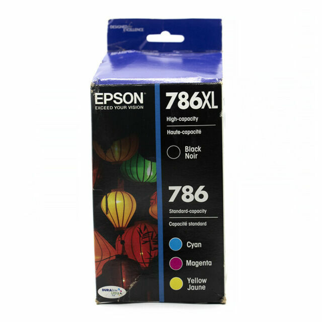 Genuine Epson High Capacity 786XL Black & 786 Standard Color Ink Cartridges
