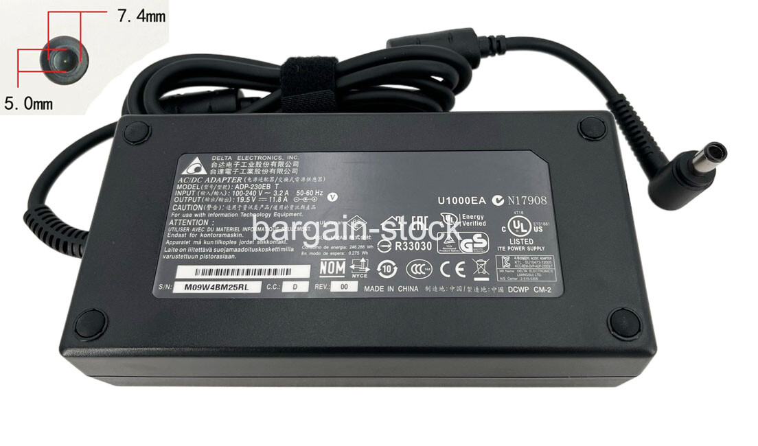 Genuine 11.8A 230W AC Adapter Charger For MSI GL65 Leopard MS-16U7 810SFKV-062US