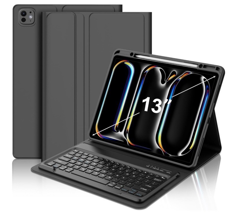 JADEMALL Keyboard Case for iPad Pro 13 inch (M4) 7th Generation 2024 Black NEW