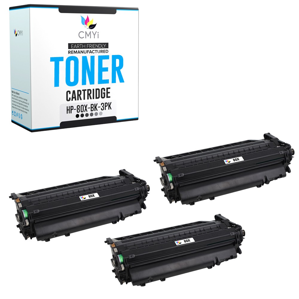 3PK Replacement CMYi Toner 80X Cartridge for HP LaserJet Pro 400-M401dn M401dne