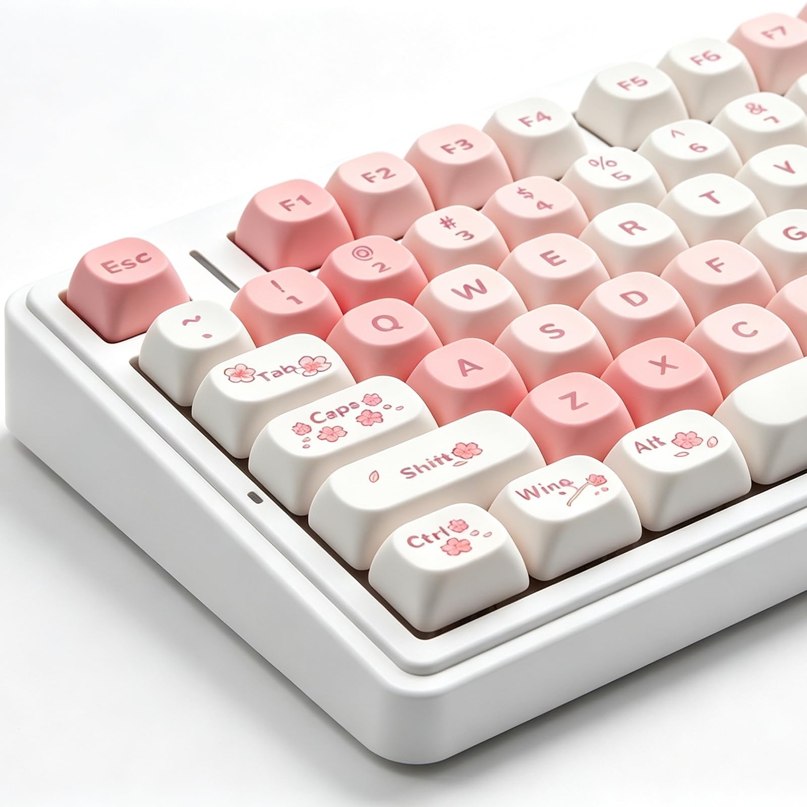 134 PCS MOA Keycap PBT Keycaps Cute Sakura Pink Round Caps Mechanical Set