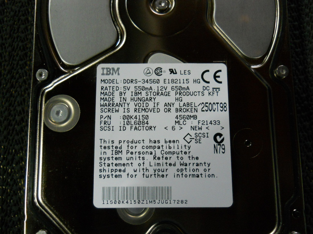 IBM 00K4150 10L6084 4.5GB 4GB 68-pin 7200RPM SCSI DDRS-34560 Hard Drive - Tested
