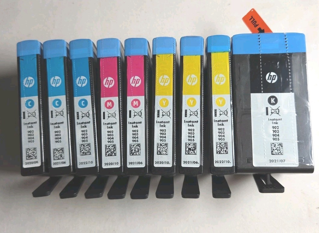 Genuine HP Ink Cartridges 902 903 904 905 4 Colors  2020-2022 Expiration 9 Pack