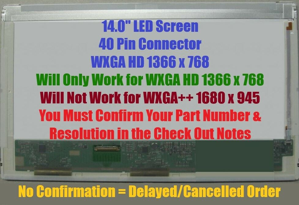 DELL 1W3CW LAPTOP LED LCD Screen 01W3CW HT140WXB-501 14.0