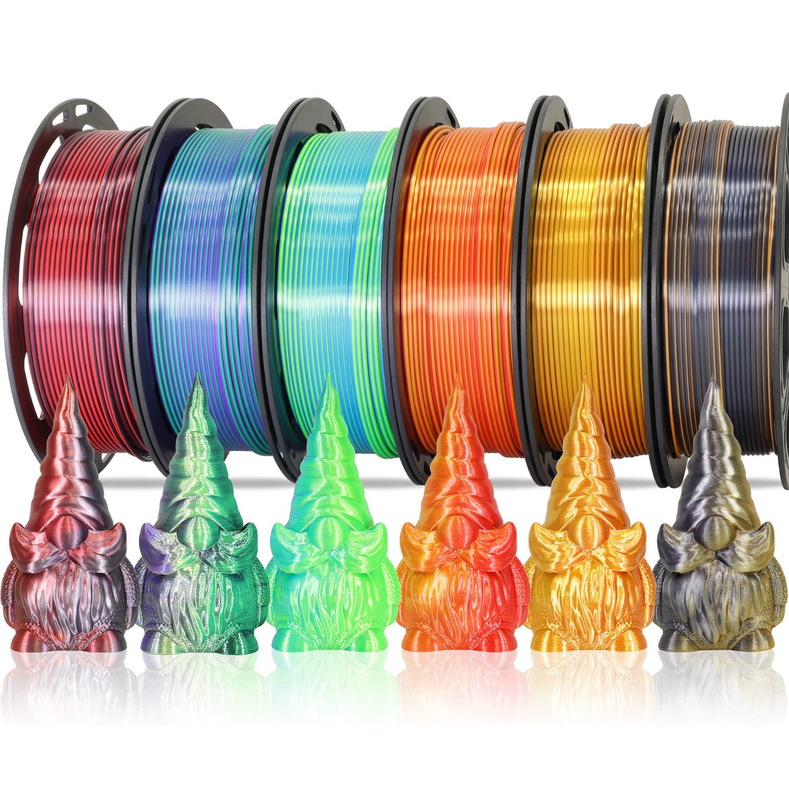 MIKA3D 6 Spools Bicolor Dual Color 1.75mm 3D Printer Filament Bundle, 3D Prin...
