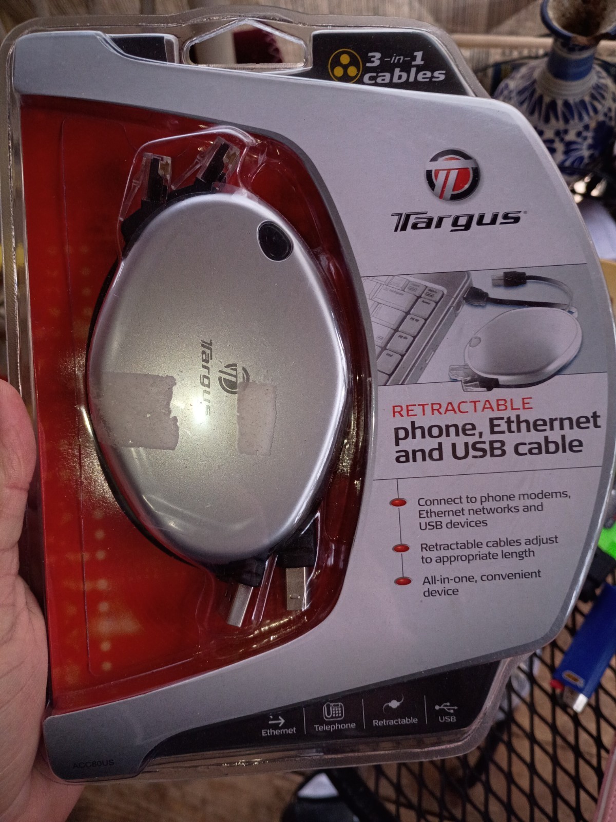 Targus Retractable Phone Ethernet and USB Cable. 3 in 1 cables. great for travel