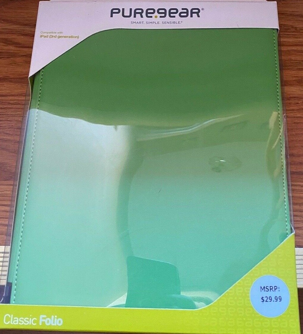 Pure Gear Classic Folio Case/Stand  Fits Apple iPad 3rd Generation -Green-New