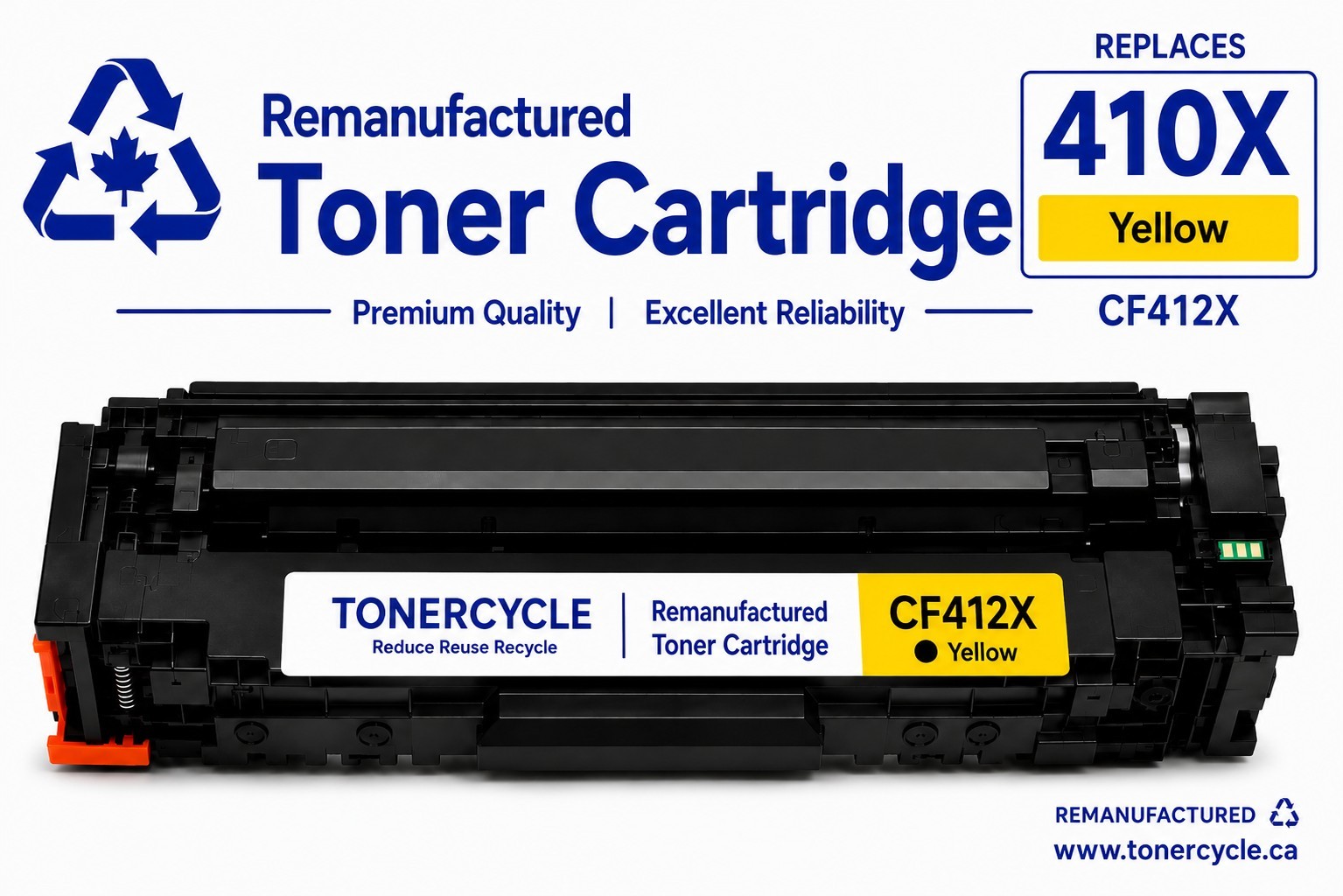Replacement 410X CF412X Yellow High Yield Toner Cartridge for HP M452 M477