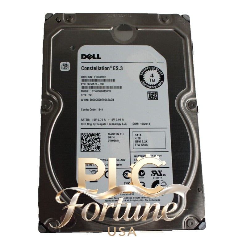 New Dell THGNN 0THGNN ST4000NM0033 4TB 7200RPM 6Gb/s 3.5" SATA HDD W/Tray
