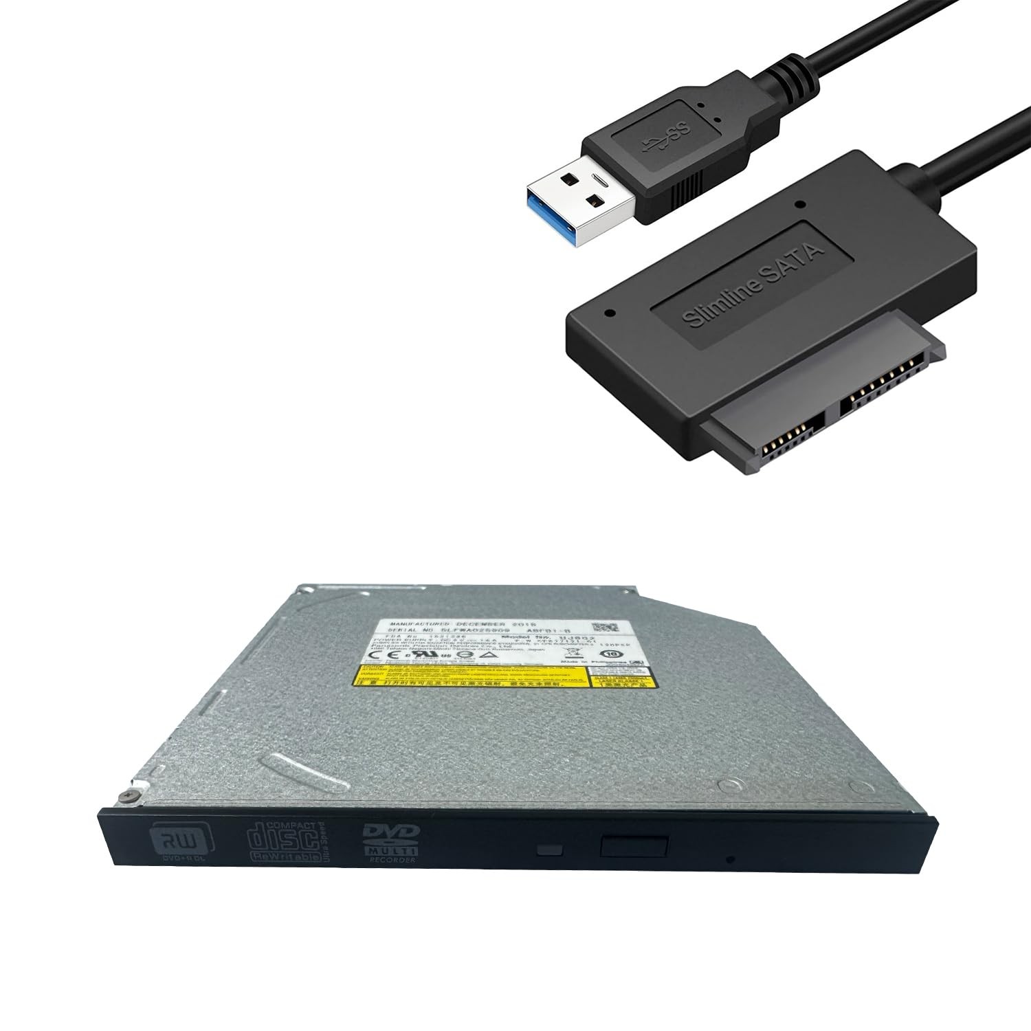9.5mm Slim SATA CD DVD Burner ROM Drive USB 3.0 Cable Fits UJ8C2 UJ8E2 UJ8G2