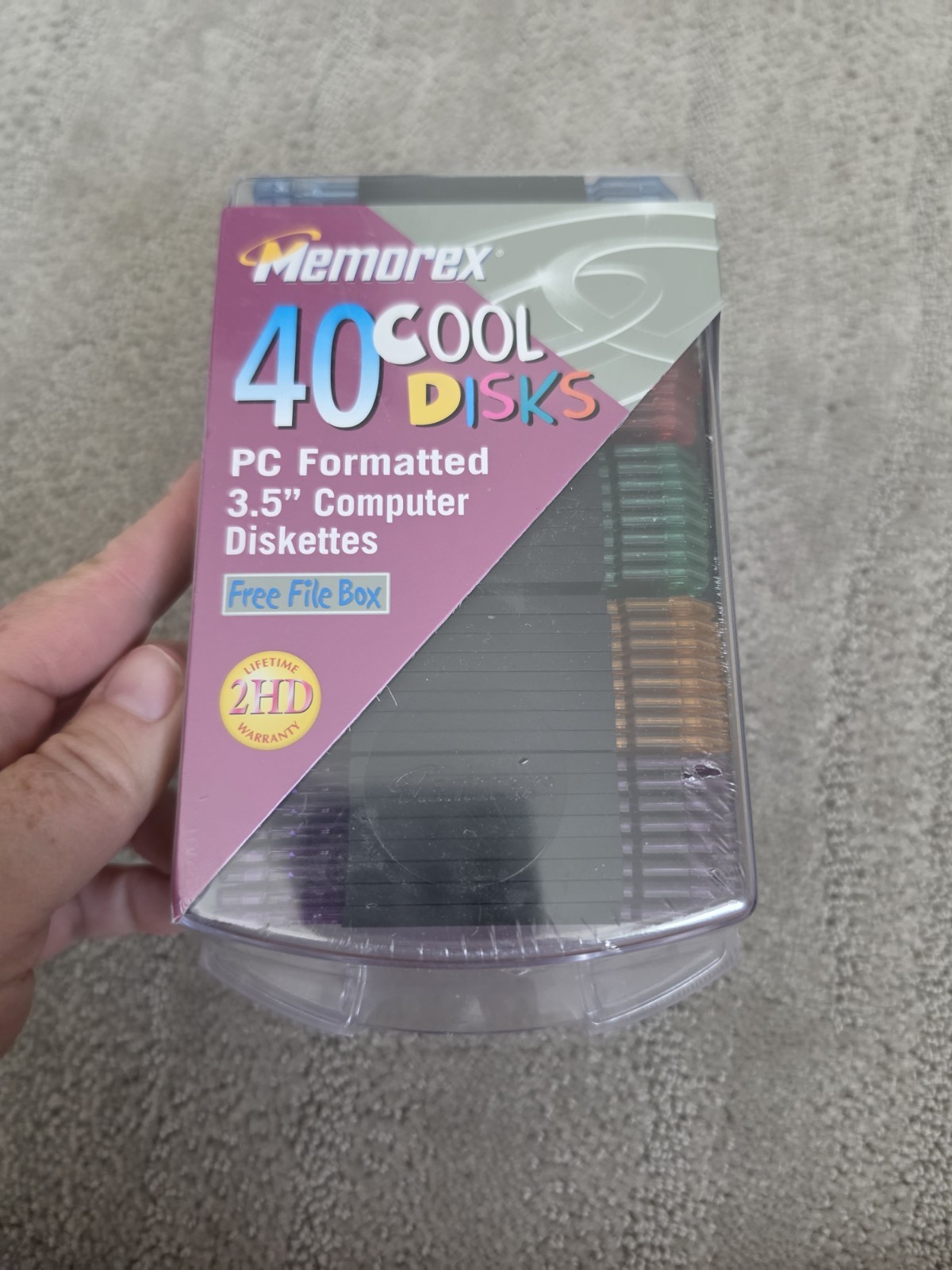 VTG Memorex 40 Cool Disks 3.5" Floppy Disks 2HD PC Formatted NEW Sealed File Box