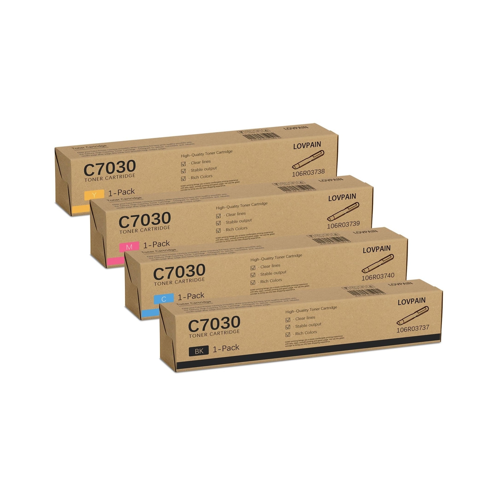 C7020 /C7025 /C7030 Extra High Capacity Toner Cartridges (4Pack, 1BK/1C/1M/1Y...
