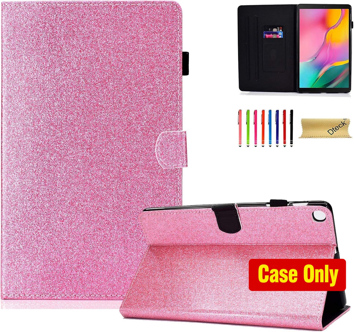 Case for Galaxy Tab A 10.1 SM-T510, Glitter Bling Folio Stand Cover with Pencil