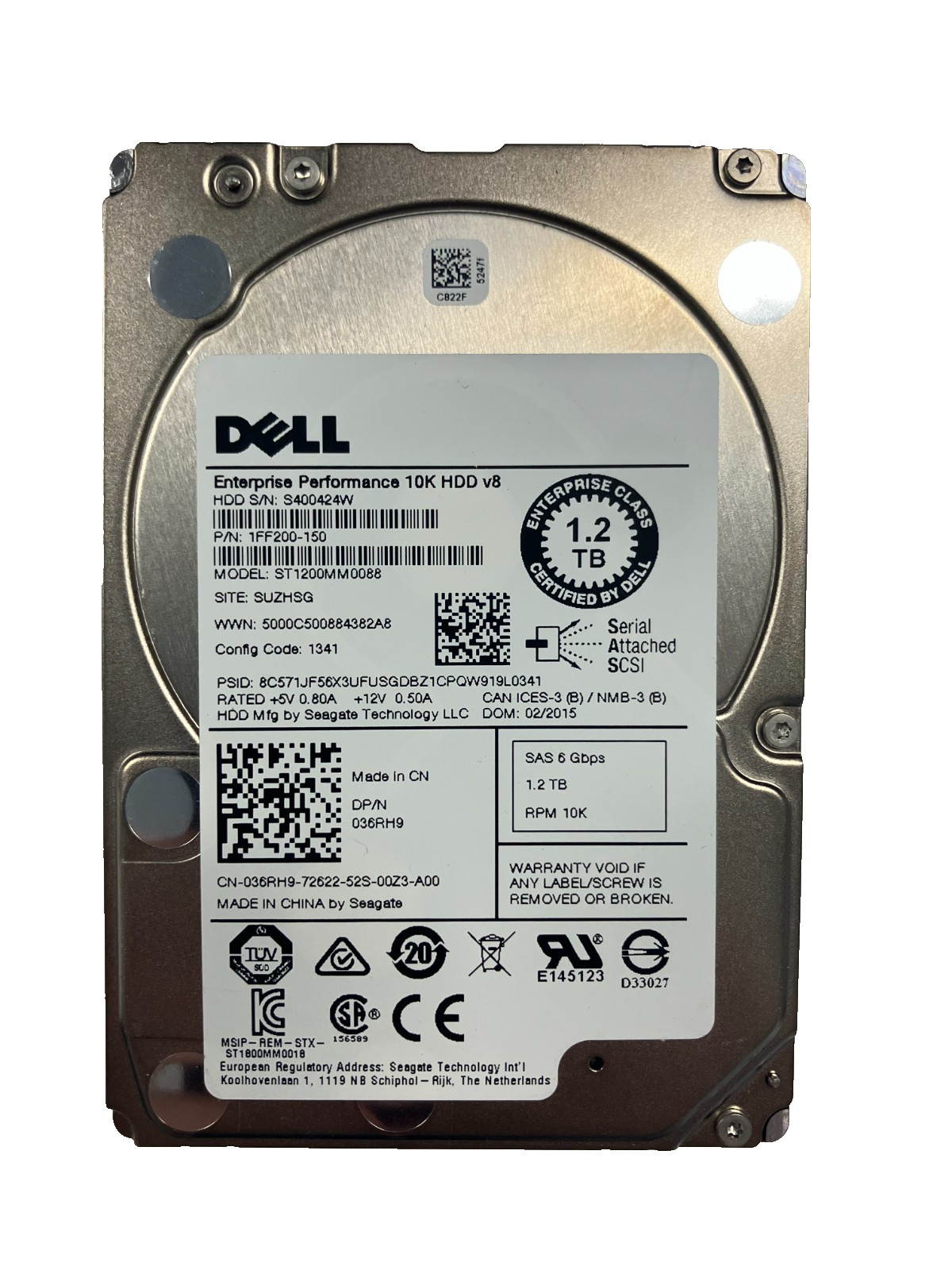 Dell ST1200MM0088 HDD 1.2TB SAS 6Gb/s 10K 2.5" 036RH9 512 b/s