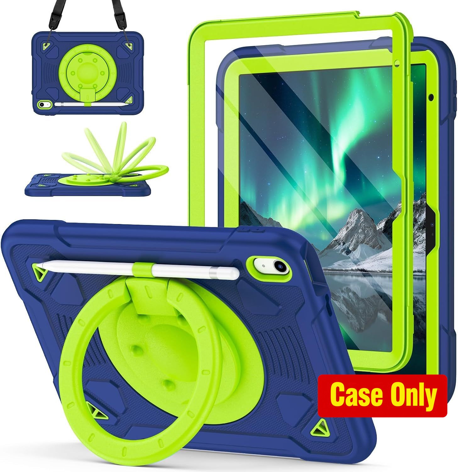 Shockproof Case for 11 Inch iPad 11th Gen 2025 with 360° Rotating Stand & Strap