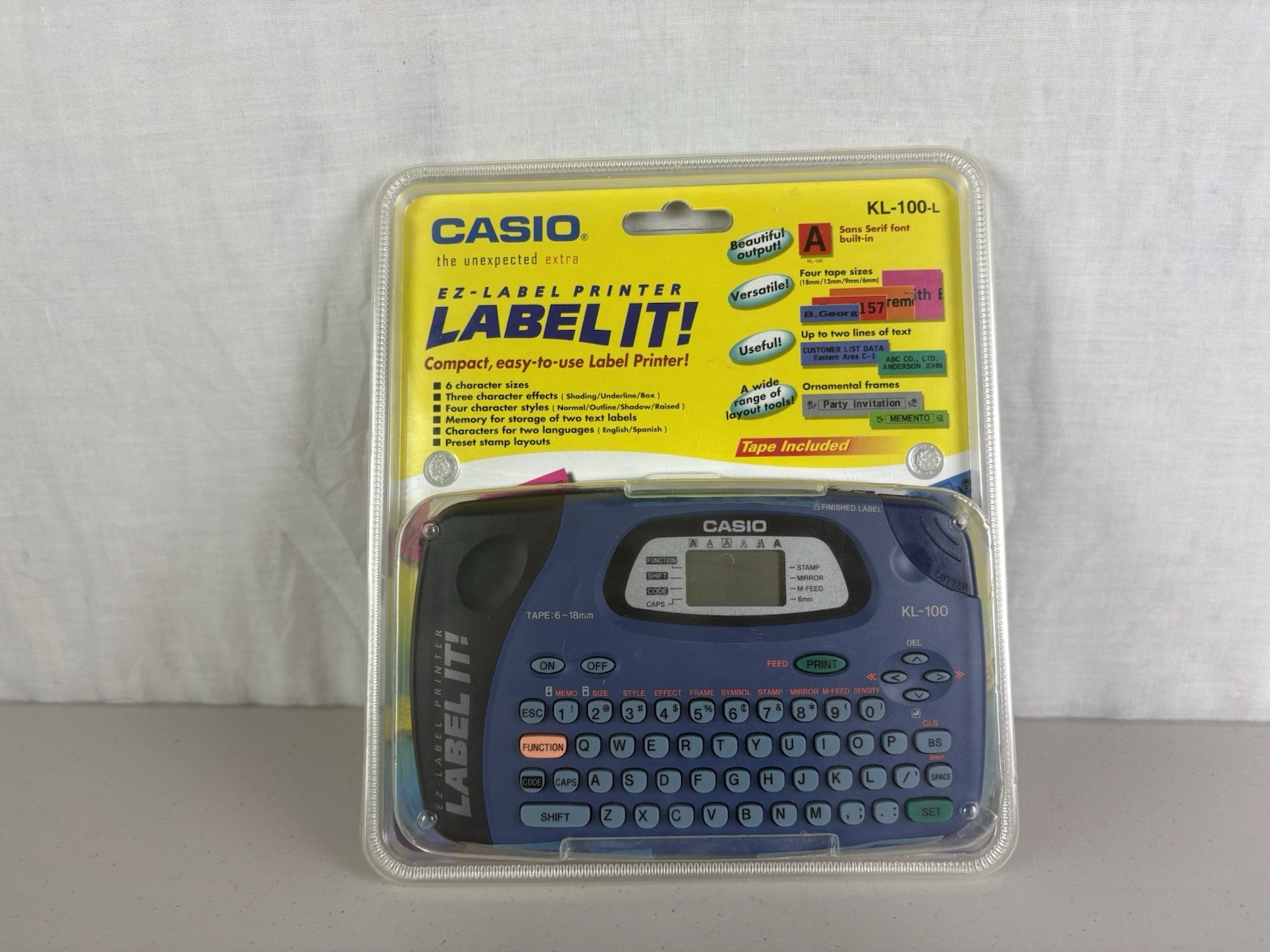 Vintage Casio EZ-Label Printer Blue KL-100-L LABEL IT SEALED NEW