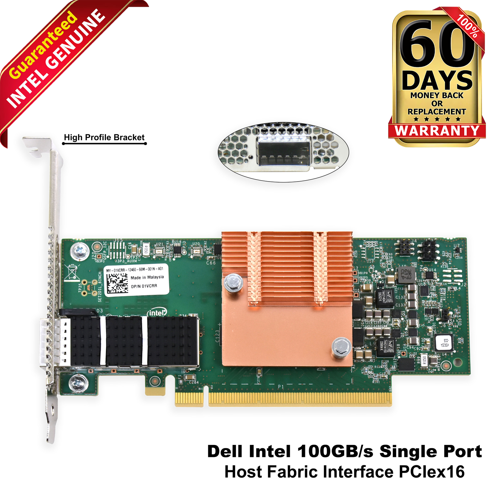 Dell Omni-Path 100 Single-Port 100GbE QSFP28 PCIe x16 Host Fabric Adapter 1VCRR