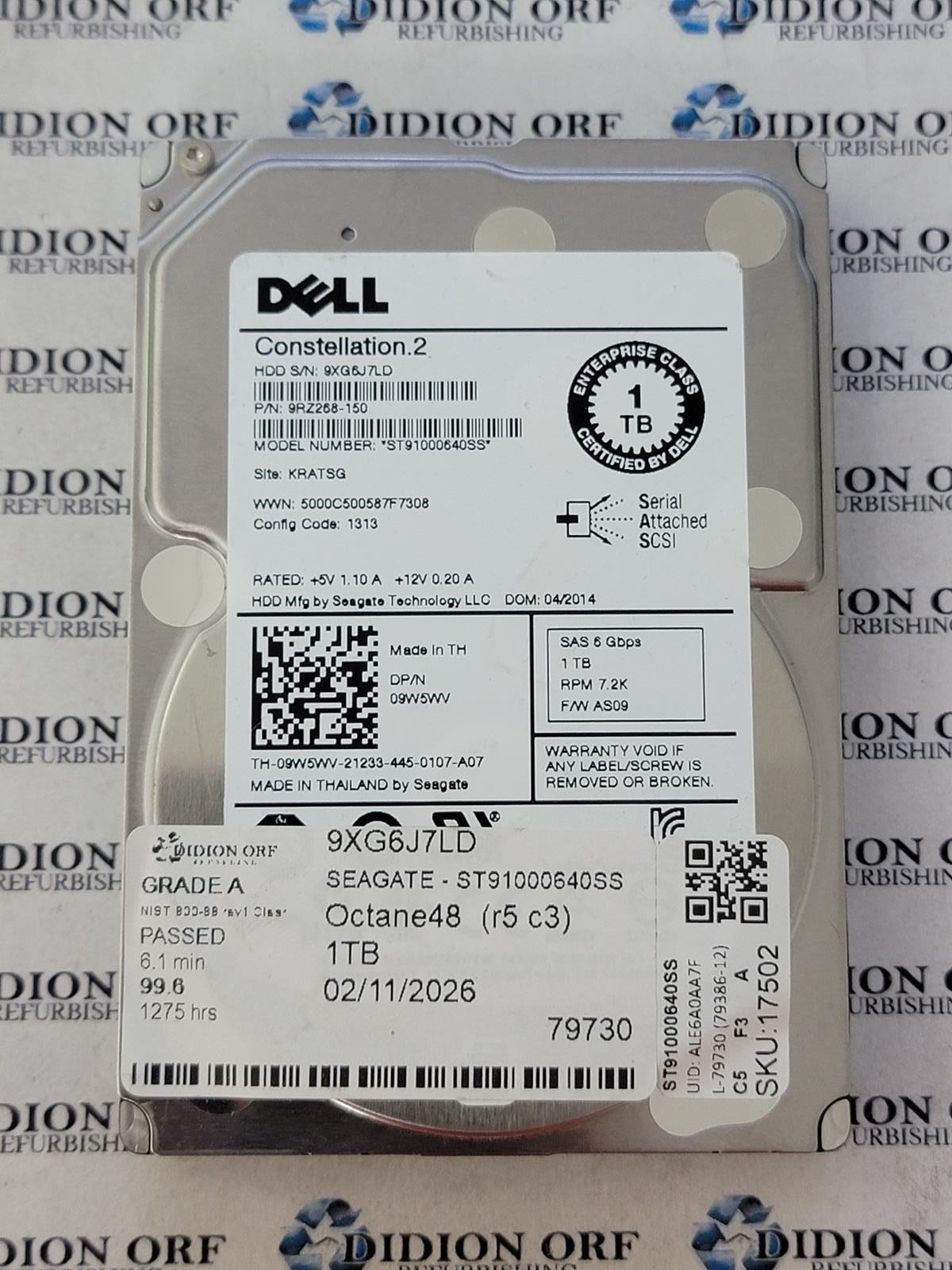 DELL 1TB 2.5" SAS HDD 7200 RPM ST91000640SS, GRADE A, SKU 17502