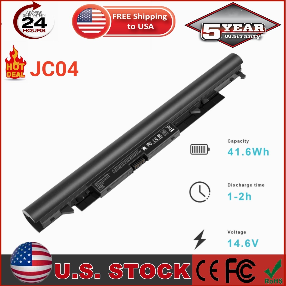 JC04 Battery for HP 14-BS 14-BW 15-BS 919700-850 919701-850 HSTNN-PB6Y HSTNN-LB7