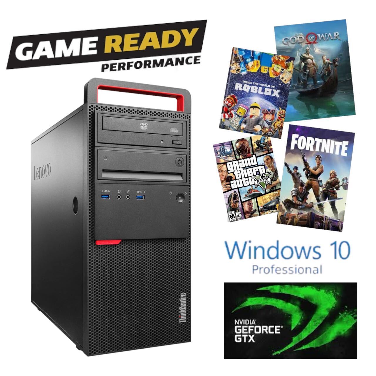 Gaming Lenovo Desktop i7 Computer NVIDIA GTX up to 64GB RAM 4TB SSD Win11Pro BT