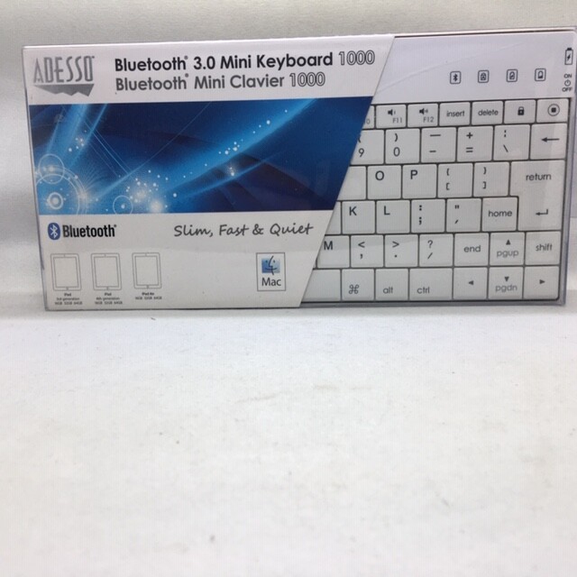 Adesso WKB-1000BW Bluetooth 3.0 Mini Keyboard for iPad 2/The New iPad