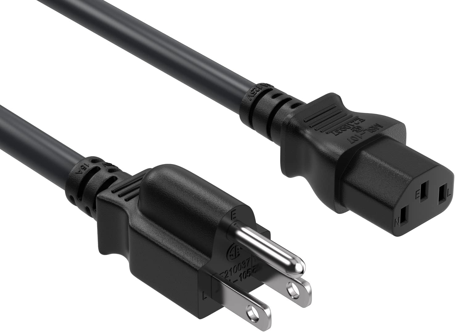 3Ft 14AWG Computer Power Cord, NEMA 5-15P to IEC C13 AC Power Cable, Heavy Duty