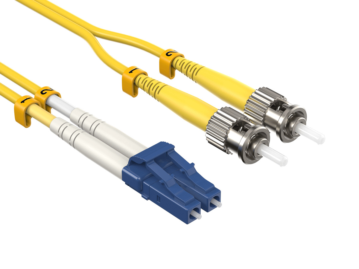 2m OS2 LC to ST UPC Duplex Corning Fiber Optic Cable SingleMode 9/125 OFNR Ra...