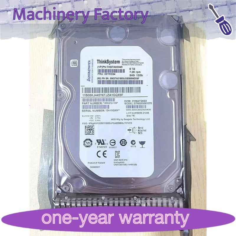 FOR Lenovo/IBM 00YK034 7XB7A00045 3.5 in 8TB 7.2K SAS 12G SR550 SR650 Hard Driv