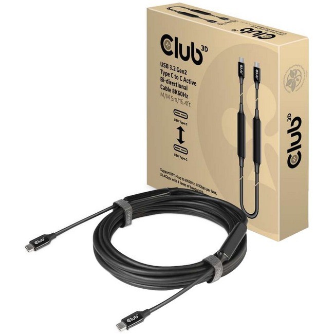 Club 3D USB 3.2 Gen2 Type C to C Active Bi-directional Cable 8K60Hz M/M