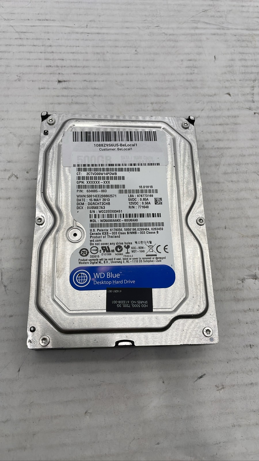 Western Digital Blue Hard Drive WD5000AAKX-60U6AA0 500GB 3.5" SATA Desktop HDD