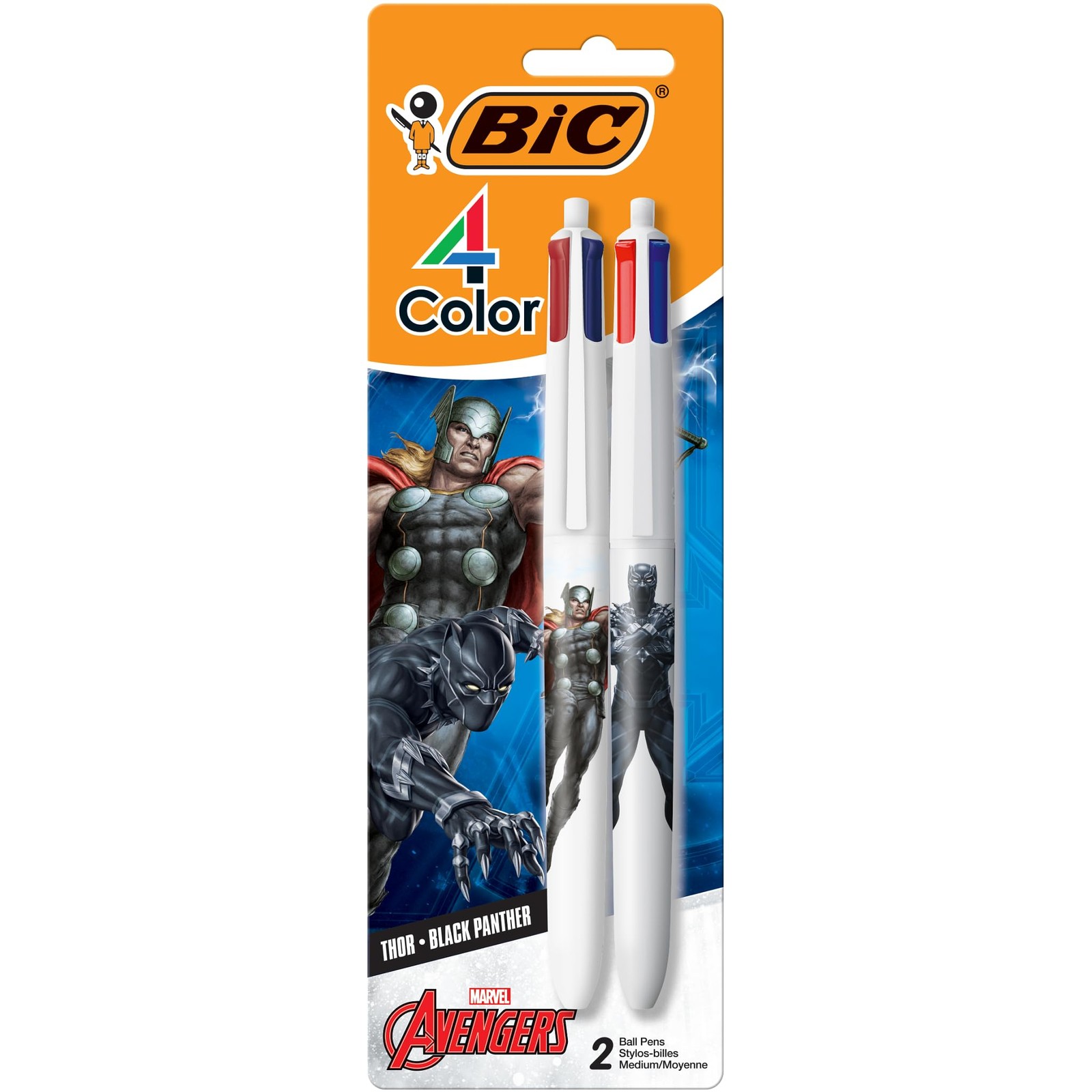 BIC 4 Color Marvel Avengers Retractable Ballpoint Pen 2 Count Pack
