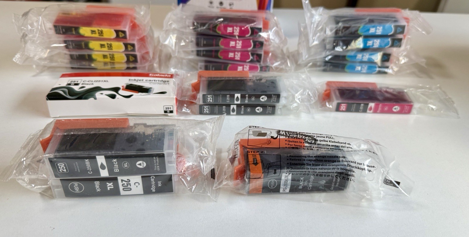 UNBRANDED C250XL C251XL INK CARTRIDGEs COMPATIBLE W CANON PRINTERS New, Sealed