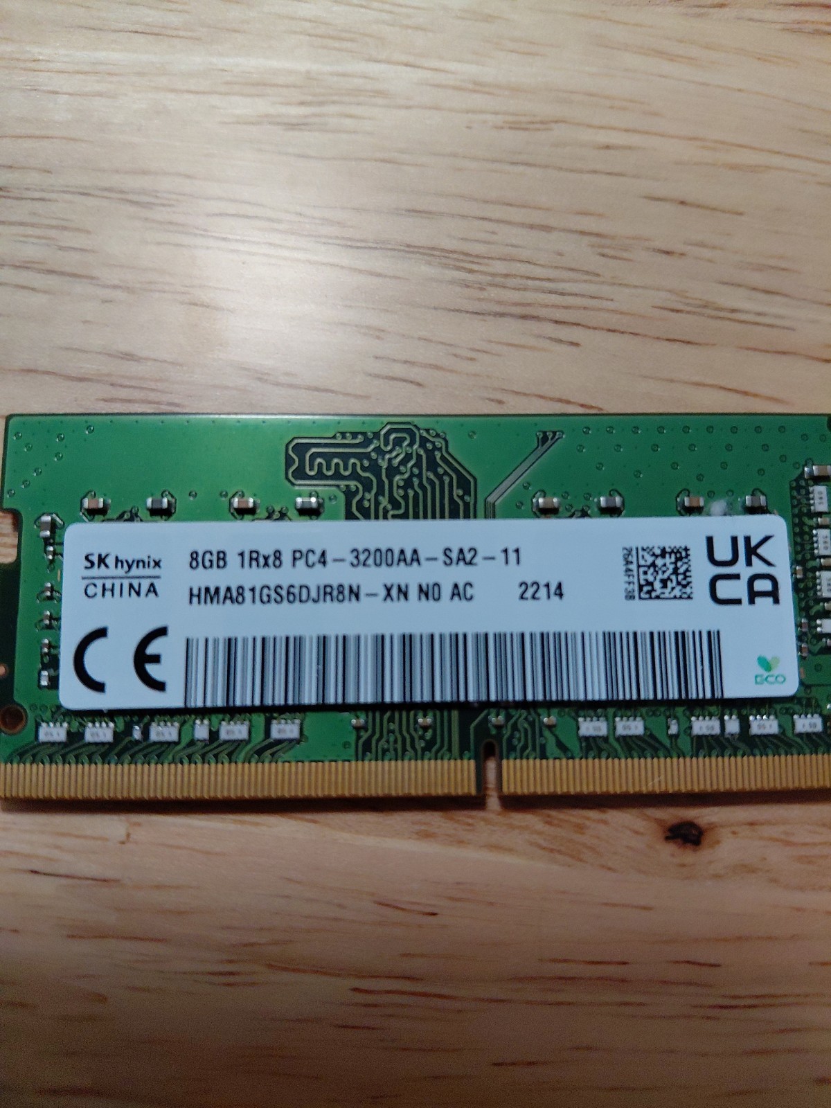 SK HYNIX 8GB 3200 DDR4 1RX8 83975 SODIMM PC4-3200AA-SA2-11 HMA81GS6CJR8N-XN