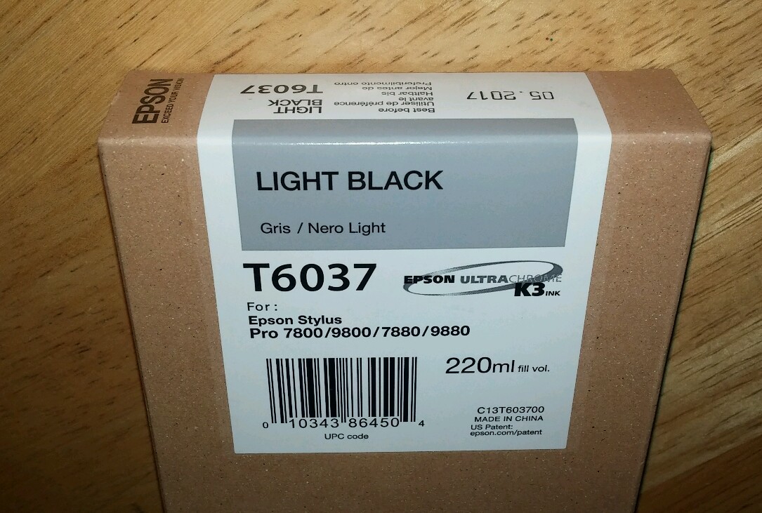 08-2026 GENUINE EPSON T6037 LIGHT BLACK 220ml INK STYLUS PRO 7800 9800 7880 9880
