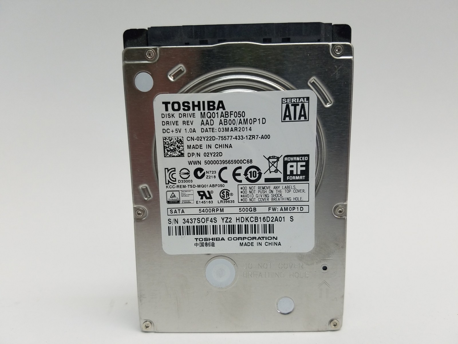 Toshiba MQ01ABF MQ01ABF050 500 GB 2.5" SATA III 5.4K Laptop Hard Drive