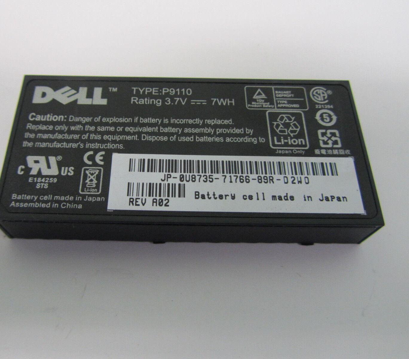 Genuine Battery Dell Poweredge Perc 5i 6i FR463 P9110 NU209 U8735 XJ547 3.7V 7Wh