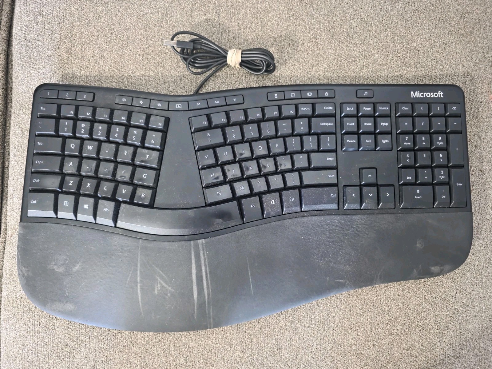 Microsoft Ergonomic Keyboard Model 1878 USB Wired Tested Working Black