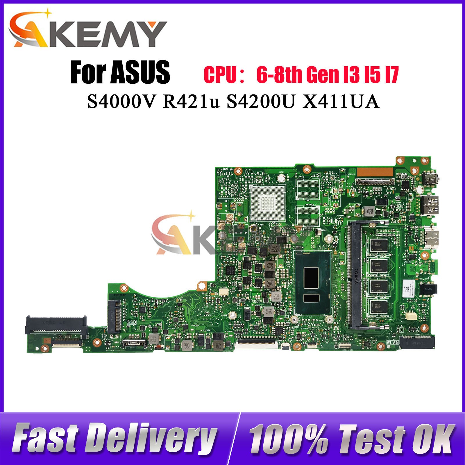 X411UA For ASUS S4200U X411UF/UQ R421U X411UV/UN Mainboard i3 i5 i7 CPU Tests OK