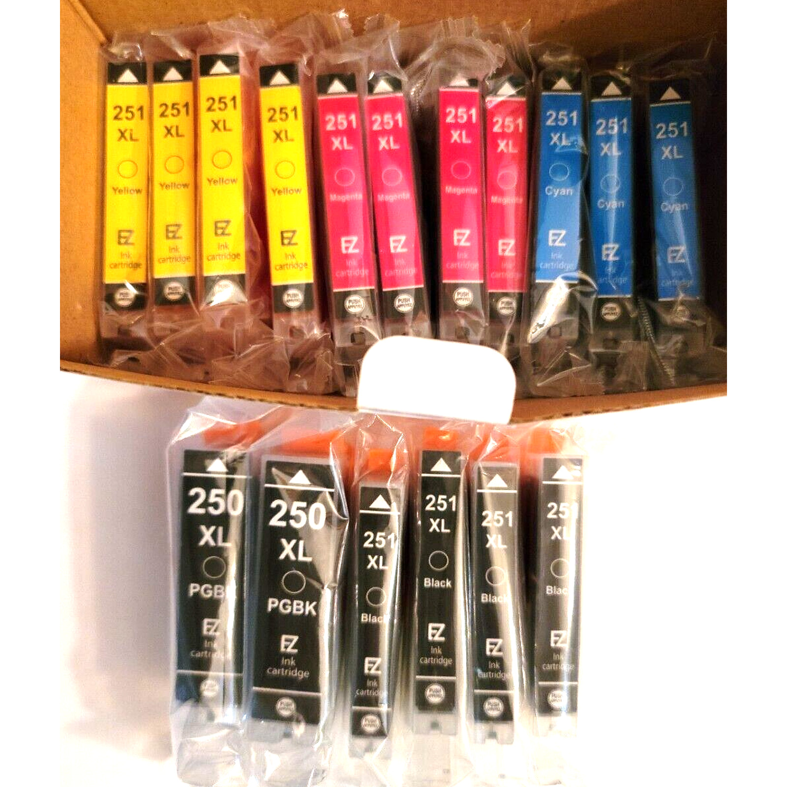 Printer Ink 251XL 17 cartridges Brand New EZink Canon Pixma All Colors