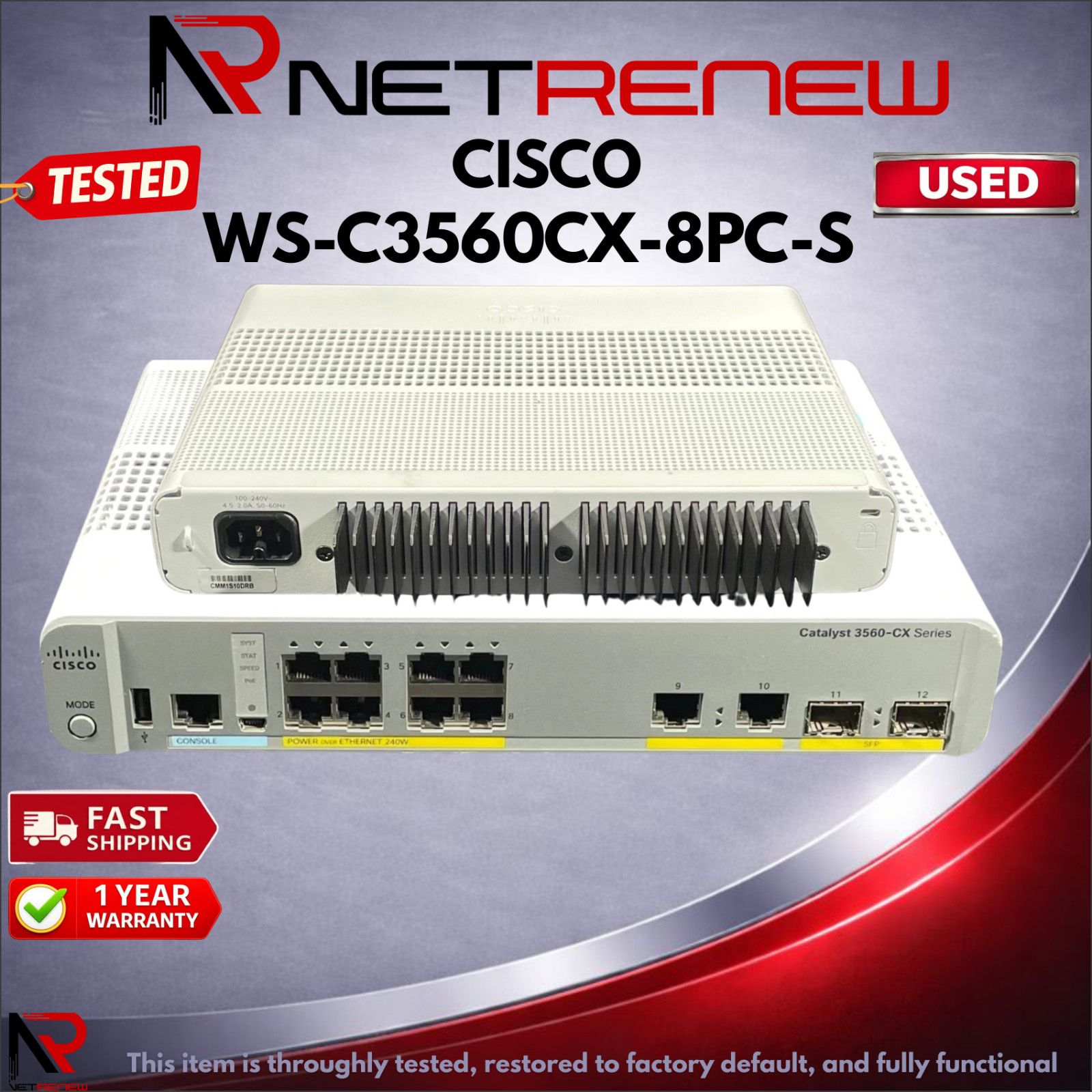 Cisco WS-C3560CX-8PC-S 3560CX  8 Port Ethernet Switch