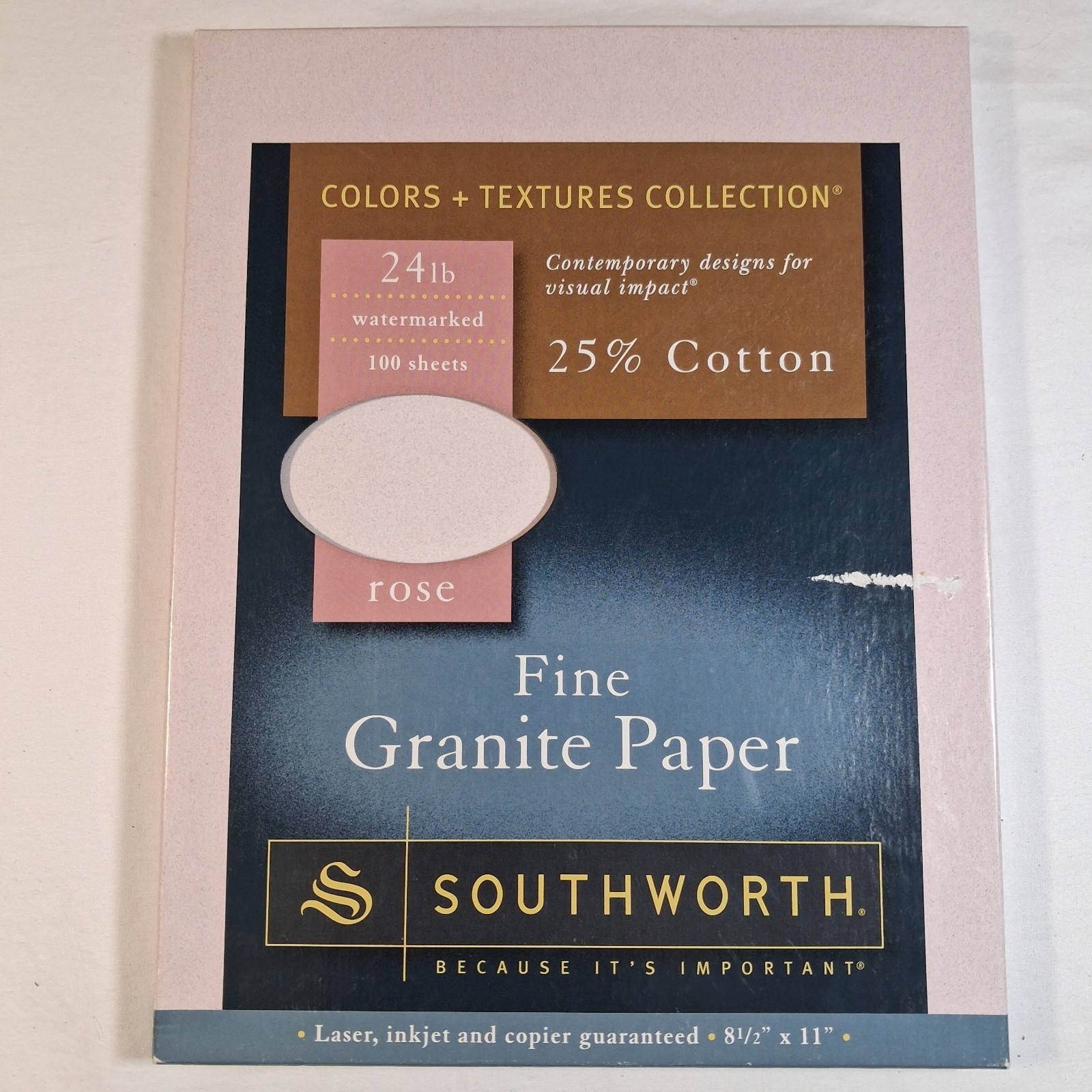 Southworth Colors + Textures Collection Fine Granite Paper Rose 24 lbs Open Box