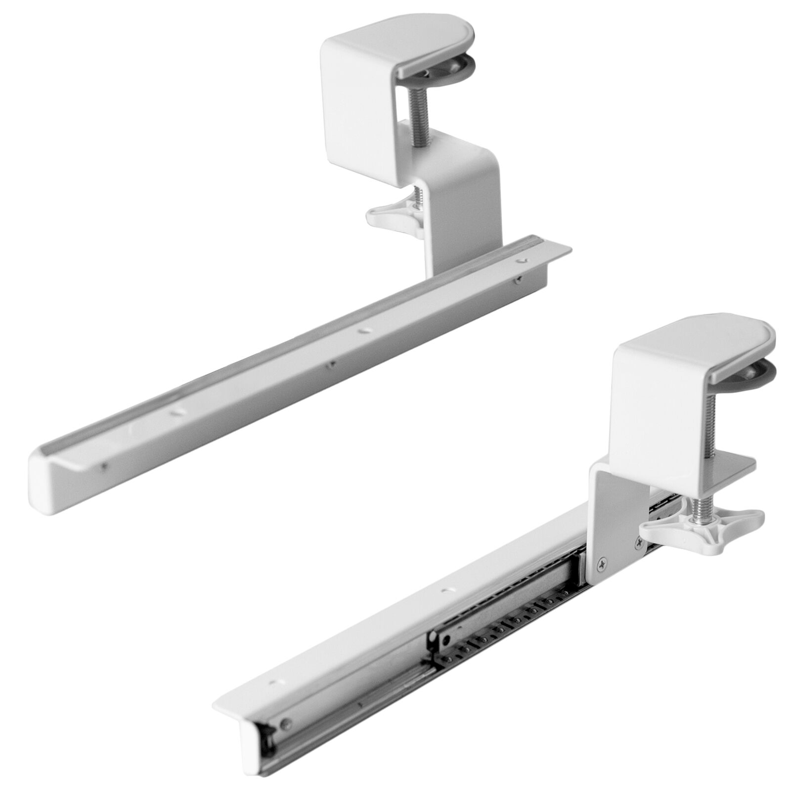 VIVO White Extra Sturdy Clamps & Rails for Custom Wood Keyboard Tray - Pack of 2