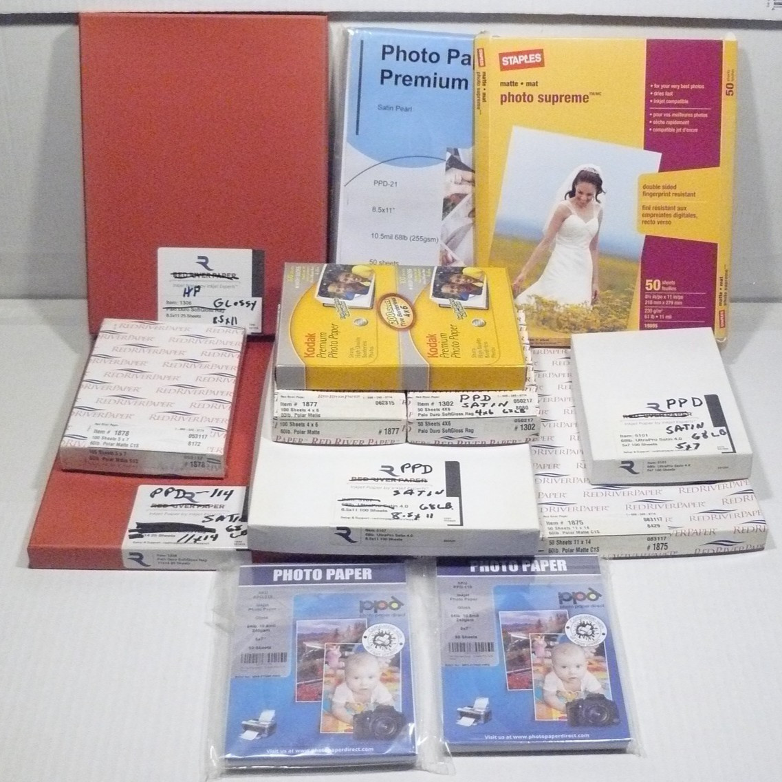 Huge Lot Inkjet Photo Paper Red River PPD Kodak 11x14" 8.5x11" 5x7" 4x6"