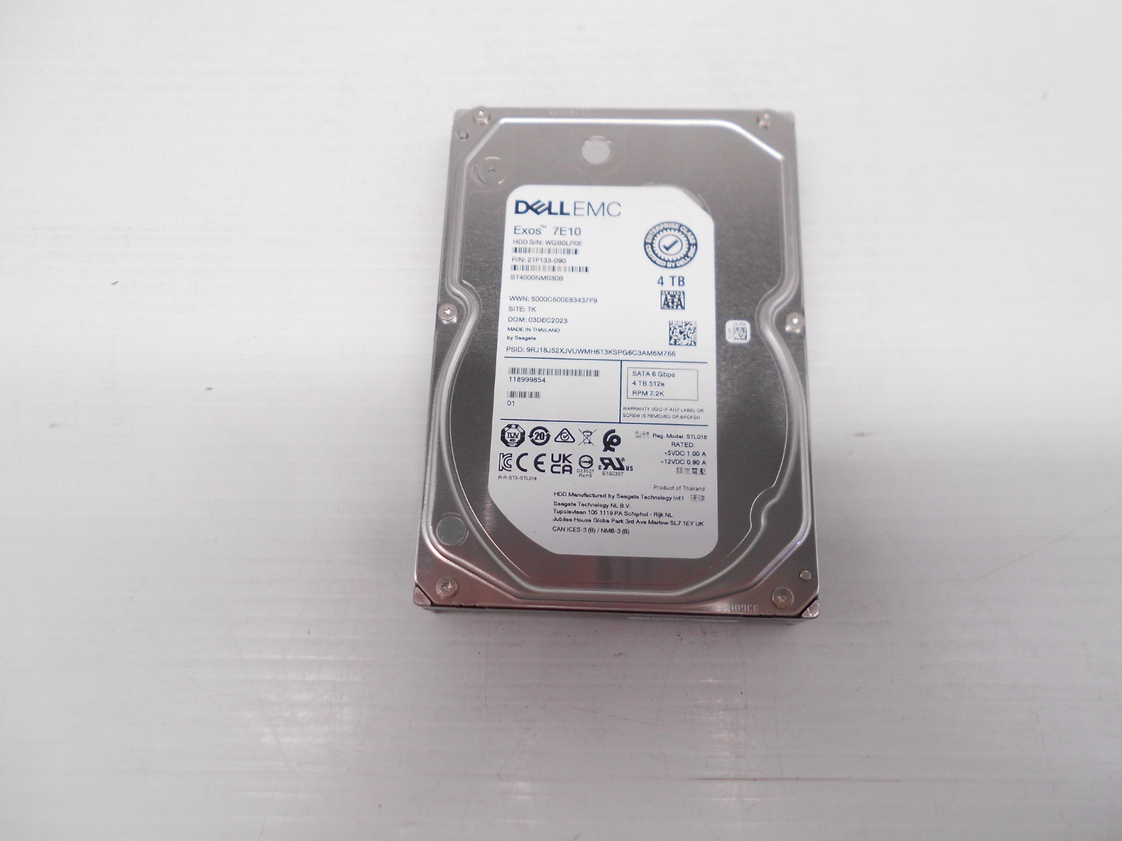 Dell EMC 4TB 3.5" 4Kn SATA 6G Hard drive ST4000NM030B 005648453 Isilon H400 H500