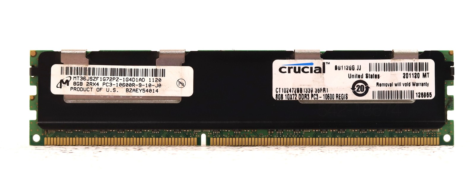Micron 8GB 2Rx4 PC3-10600R-9-10-J0 ECC REG Server RAM P/N:MT36JSZF1G72PZ-1G4D1AD