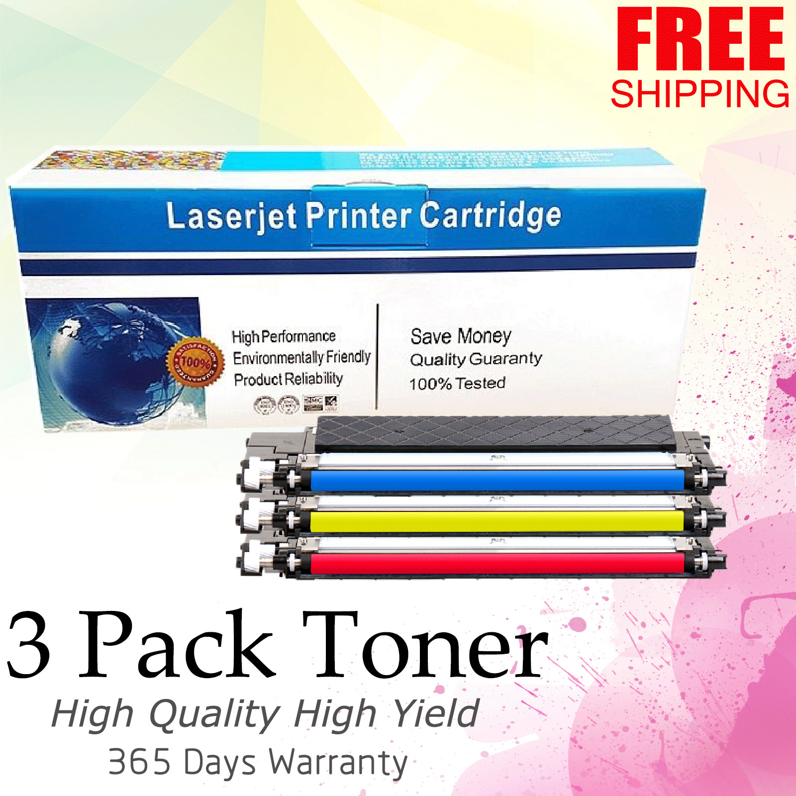 3 PK CLT 406S CMY 3-color Toner for Samsung 406 CLP-365W CLX-3305FW C410W C460FW