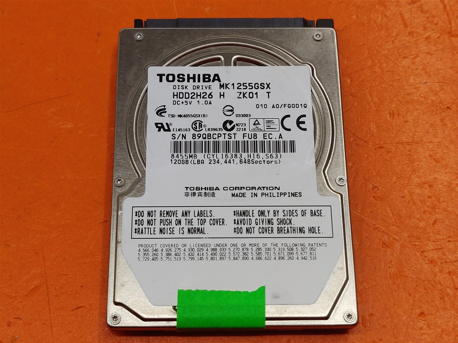 ⭐️⭐️⭐️⭐️⭐️ HDD Hard Drive SATA Laptop 2.5" Toshiba MK1255GSX 120GB