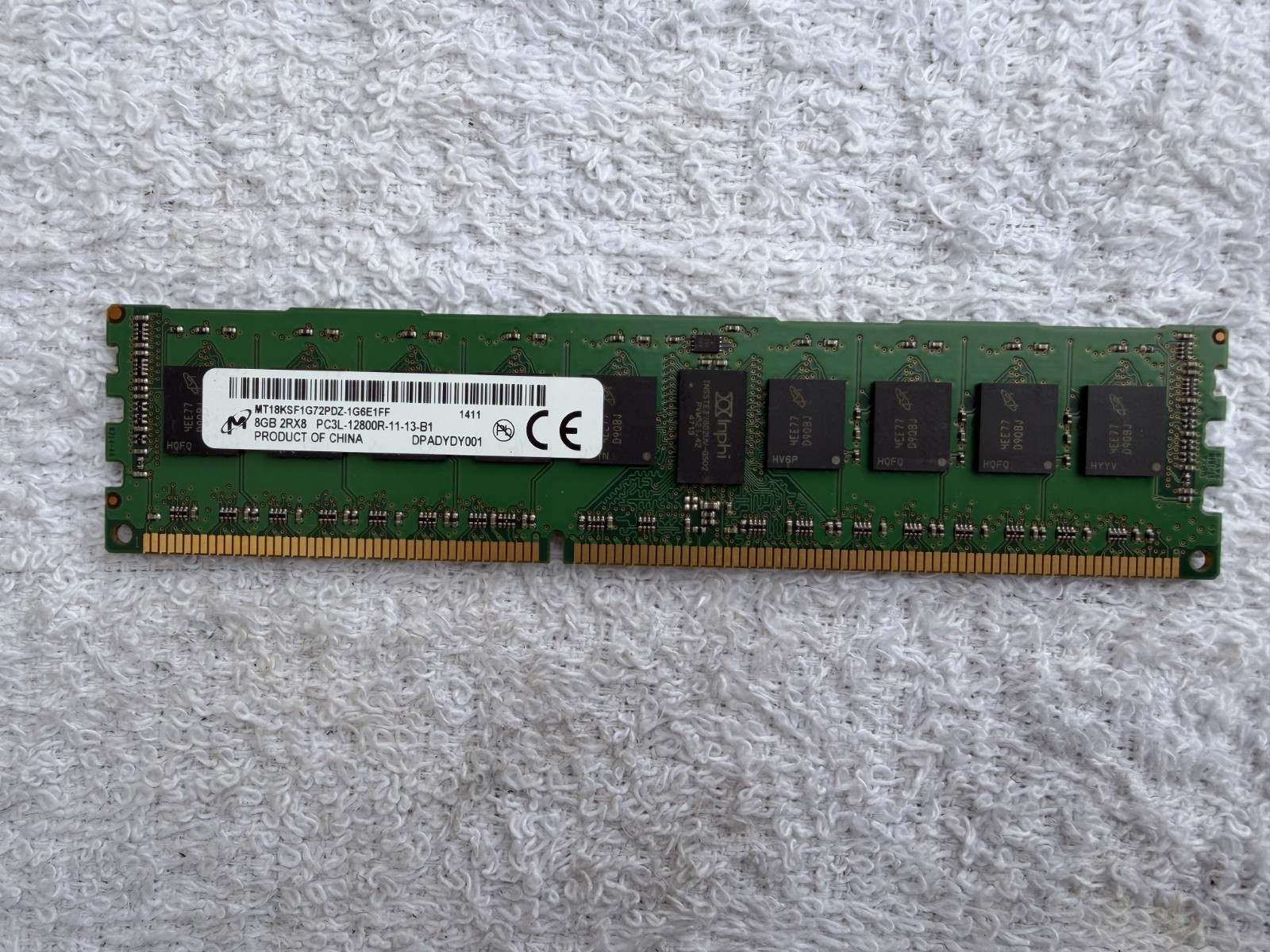 Micron 8GB 2RX8 PC3L-12800R-11-13-B1 Server RAM MT18KSF1G72PDZ-1GE6E1FF