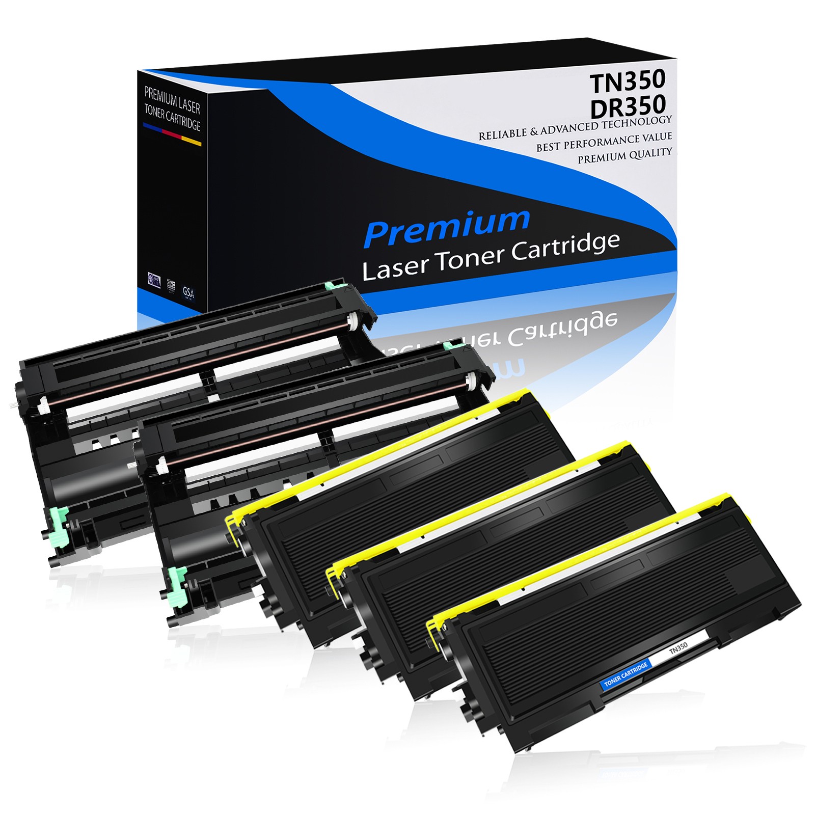 3 PACK TN350 Toner + 2PK DR350 Drum Unit Set For Brother DCP-7020 DCP-7025 7010