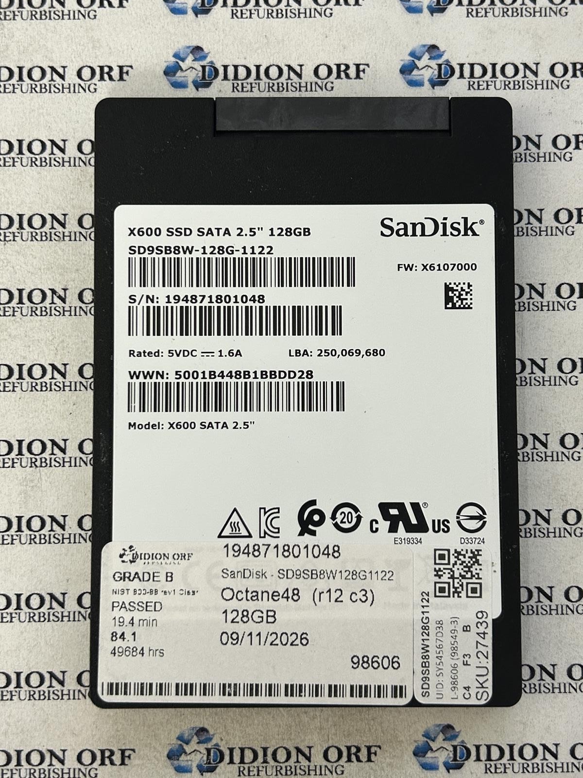 SANDISK X600 128GB 2.5" SATA SSD SD9SB8W128G1122, Grade B, SKU 27439